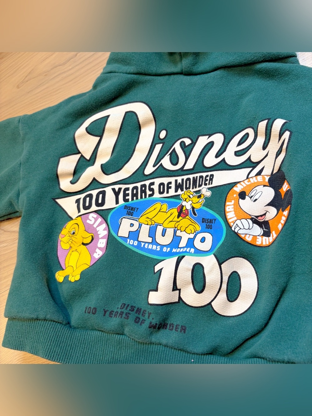 Zara x Disney Hoodie green with characters size 12-18 months Mickey Mouse